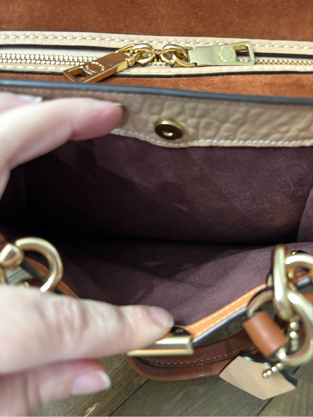 Coach Dreamer Satchel in Sunrise Multi Colorblock Leather and Suede - Picture 14 of 16